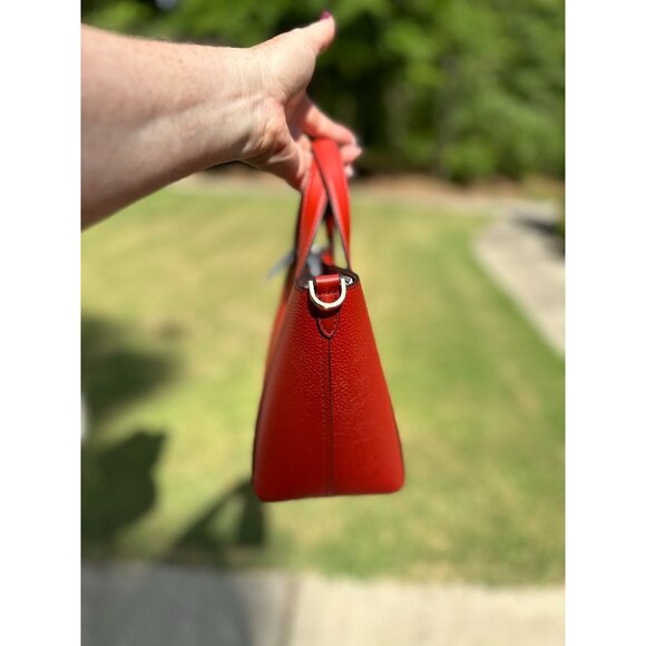 Michael Kors Bright Terracotta Hadleigh Small Double Handle Tote Messenger Bag - Picture 3 of 15